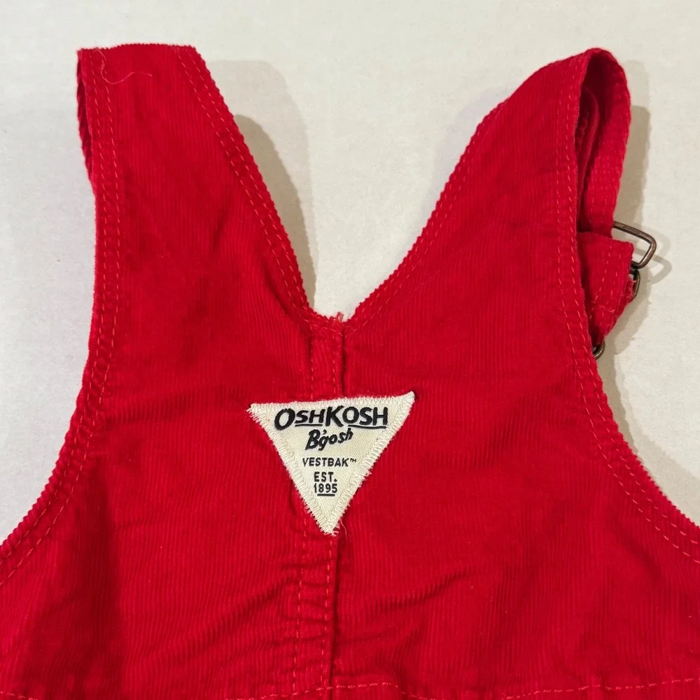 OshKosh B'gosh Jumper Dress Kids Baby 12M‎ Red Corduroy Vestbak Overall Play